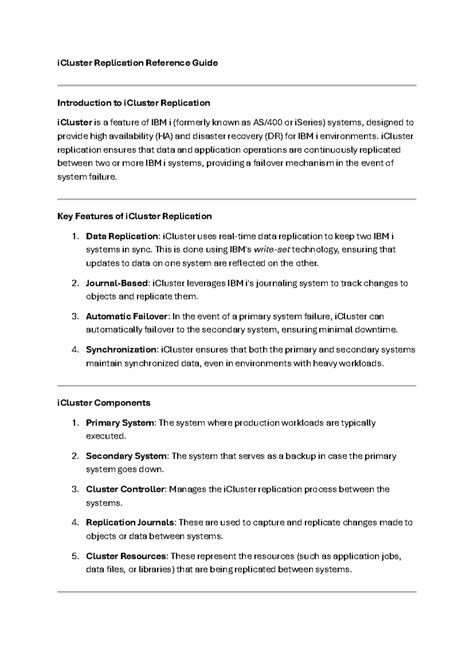 iCluster Replication Setup and Management Guide for IBM i Systems - Studocu