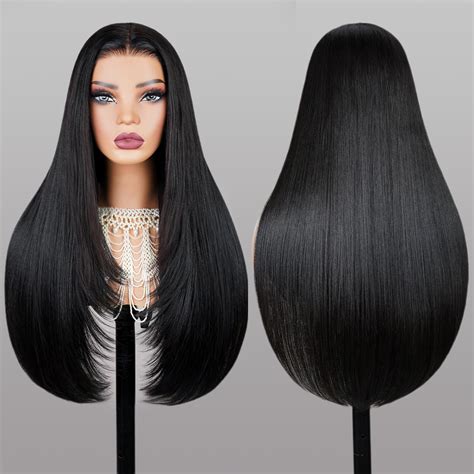 Amazon.com : TESLAL Blend Wigs Human Hair Glueless Wear and Go Glueless ...