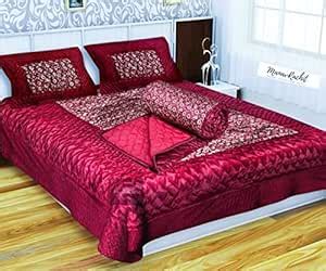 Buy ManavRachit Satin Gold Printed 310 TC Wedding Bedding Set (Bedsheet ...