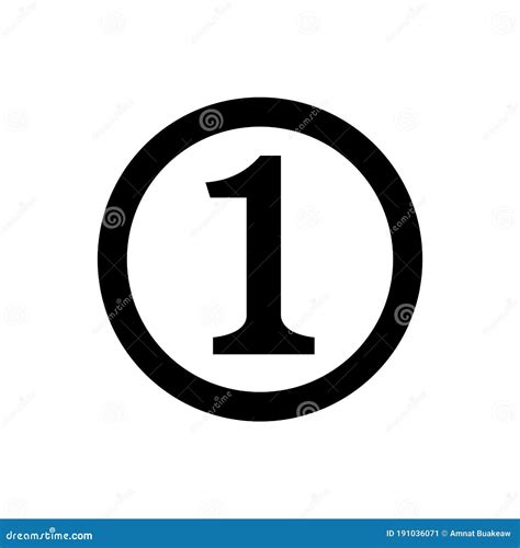 Icon Number 1 in Circle Black Isolated on White, Flat Currency Coin One ...