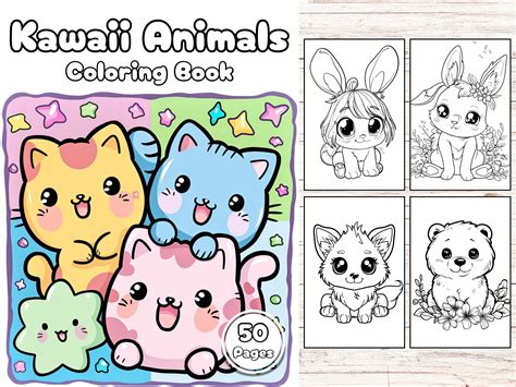 Kawaii Coloring Pages 50 Cute Kawaii Animals Printable Coloring Pages ...