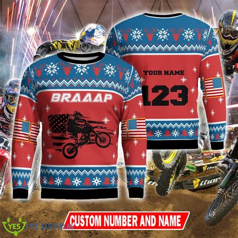 Christmas Motocross rider Knitted Champion Black Christmas Sweater ...