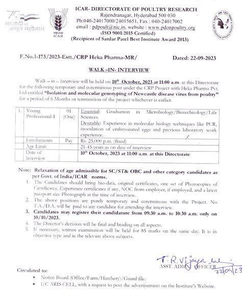 ICAR-DPR Hyderabad Molecular Biology Project Walk IN
