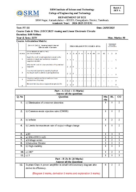 Linear Electronic Circuits - Batch 2 SET A - CT-QP Exam Notes - Studocu