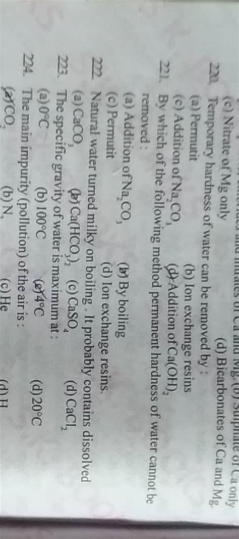 The specific gravity of water is maximum at : | Filo