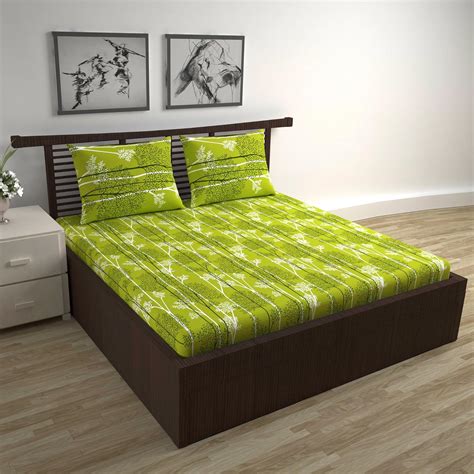 Divine Casa Double Size Bedsheet for Double Bed, 144 TC Pure Cotton ...