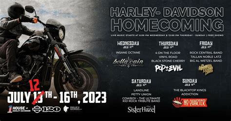 Harley Davidson Homecoming - Friday (Concert), Veterans Park ...