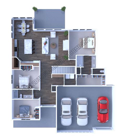 3 Bedroom 3D Floor Plans | Three Bedroom 3D Floor Plans