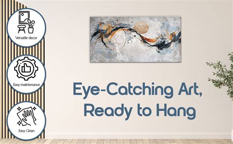 999STORE Dynamic Abstract Canvas Painting - Orange and Blue Art Print ...