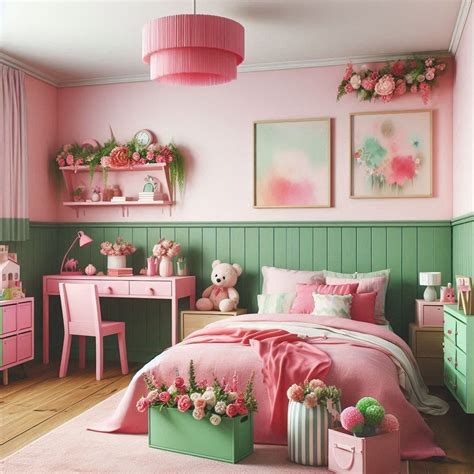 Pink and Green Room | Pink bedroom walls, Pink kids bedrooms, Girls ...