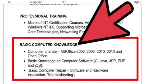 Computer Knowledge in Resume 的图像结果