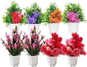 Dekorly Fake Artificial Potted Plants, Artificial Plastic Plants Small ...