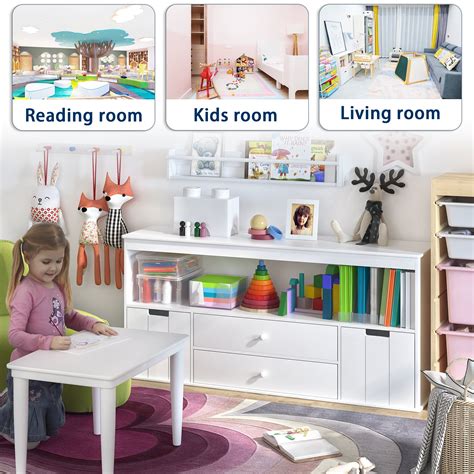 Buy Yoneston Kids Toy Storage Cabinet with 4 Drawers, White Wood ...