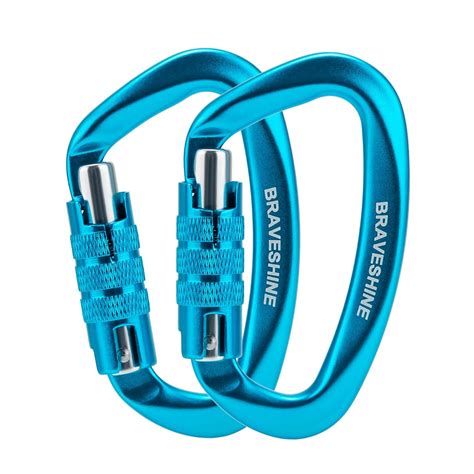 BRAVESHINE Heavy Duty Carabiner - 2 Pack D Ring Snap Keychain Locking ...