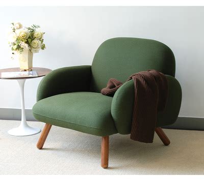北欧羊绒单人沙发椅软包墨绿色休闲椅懒人客厅艺术布艺沙发定制-淘宝网