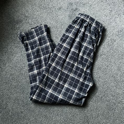navy blue plaid pajama pants in a men’s medium - Depop