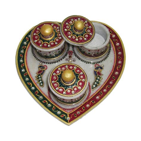 "Designer Heart Shaped Tray": Red Craft by Ecraft India | ArtZolo.com