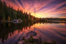 Landscape Sunset Picture by Photography Nature Landscape Lake Sunset Boathouses Landscape Sunset Picture