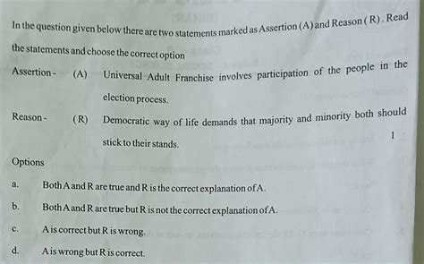 In the question given below there are two statements marked as ...