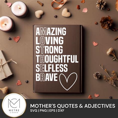 Mother's Quotes & Adjectives Design | SVG File | PNG File | EPS | Dxf ...