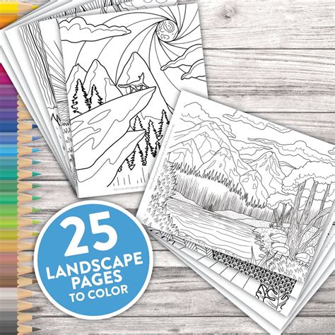 Printable Adult Coloring Pages | Scenic Landscapes | Adult Coloring at ...