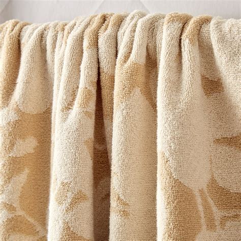 Buy Nova Natural Tranquil Floral Cotton Jacquard Bath Towel - 70x140cm ...