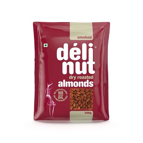 Delinut Premium Roasted Smoked Almonds - 200 Grams Pouch – Smoked ...