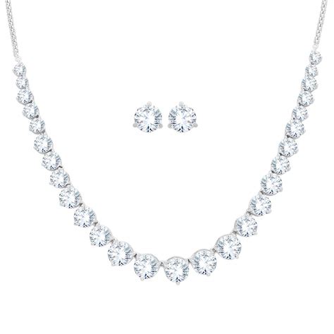 Buy izaara 92.5 Sterling Silver Design American Diamond Necklace Sets ...