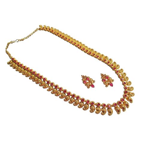 LittleFingers One Gram Gold Plated Traditional Mango Haram With Real ...