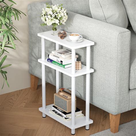 Amazon.com: Apicizon Small Narrow Side Table, 3-Tier Skinny End Table with Storage Shelf, Slim ...
