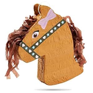 BLUE PANDA Horse Pinata - Small 12 x 16 x 3 in Brown & Pink Paper ...