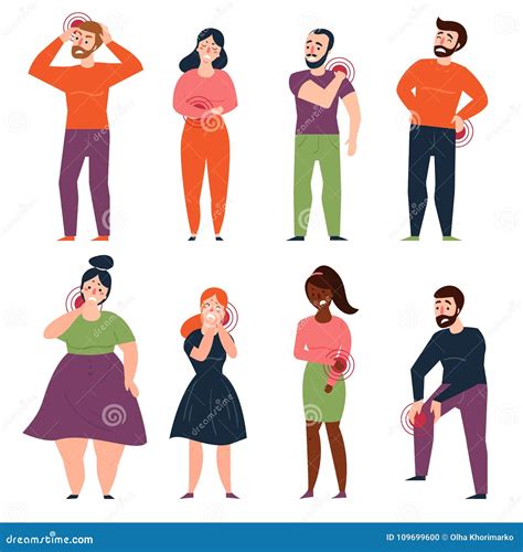 People Have Pain and Aches in Chest, Kidneys, Back Stock Vector - Illustration of cartoon, ache ...