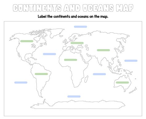 Continents And Oceans Map - 10 Free PDF Printables | Printablee