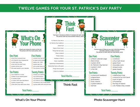 St. Patricks Day Games Bundle, Printable St. Patricks Day Party Games ...