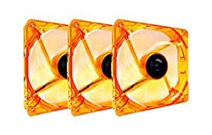 APEVIA AF312L-OG 120mm 4pin 3pin Ultra Silent Orange LED Case Fan 3-pk ...