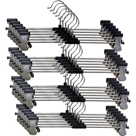 SKV Traders Stylish Steel Cloth Hangers with Clips Chrome Finish (Set ...