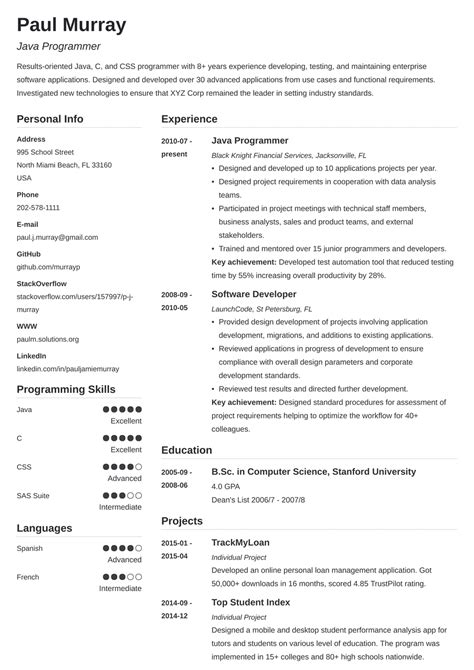 ASCII Resume Example 的图像结果