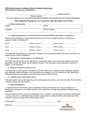 Fillable Online Ohio Hipaa Authorization Release Form Fax Email Print ...