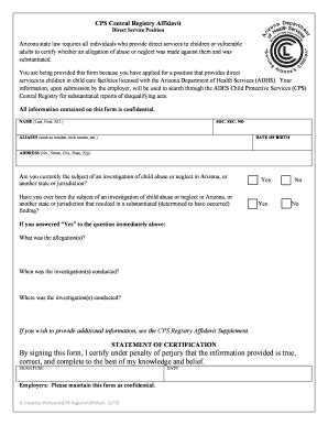 Adcs Central Registry Affidavit - Fill and Sign Printable Template Online