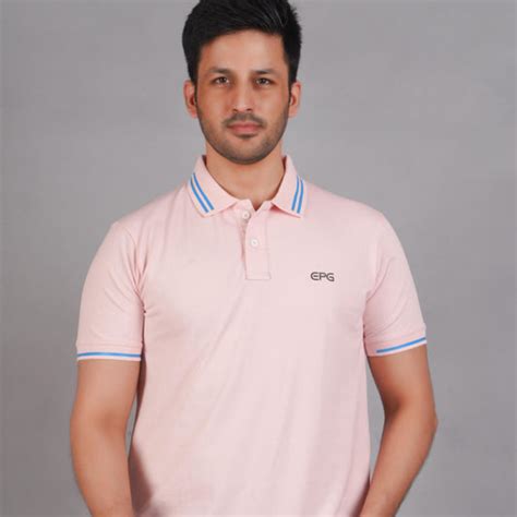 EPG Men's Cotton Lycra Polo T Shirt - Lite Pink – epg.in