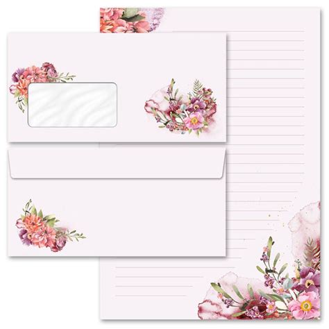 Briefpapier Sets BLÜTENZEIT Briefpapier Set, 100 tlg. DIN A4 & DIN LA