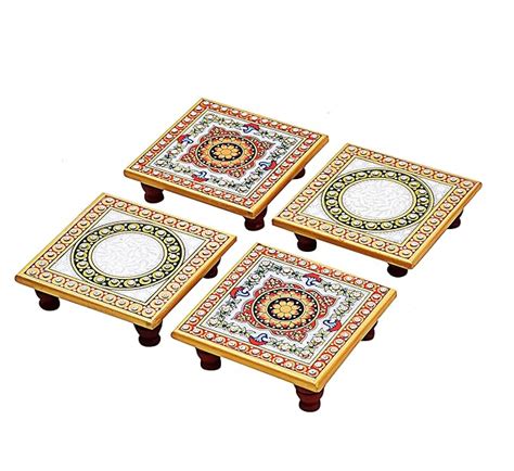 Handicraft Home Decor: Designer Decorative Marble Pooja Chowki ...