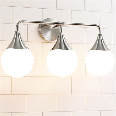 HAHZT Bathroom Vanity Light Fixtures: Brushed Nickel 3-Light Mid ...