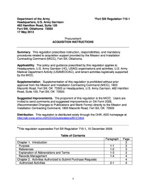 Fillable Online army DEPARTMENT OF THE ARMY - Fort Sill - U.S. Army ...