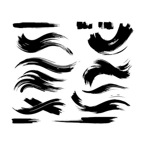 Black splatter paint brush stroke set | Premium Vector