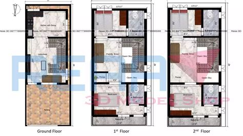 15 by 40 House Plan | REAA 3D