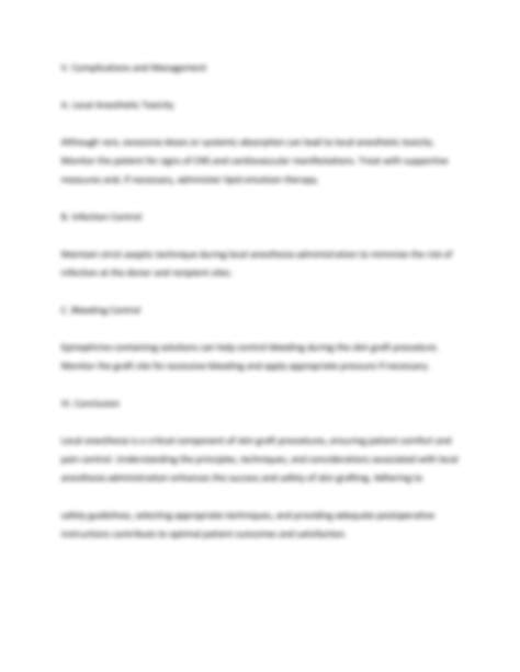 SOLUTION: Local anesthesia for skin graft procedure - Studypool