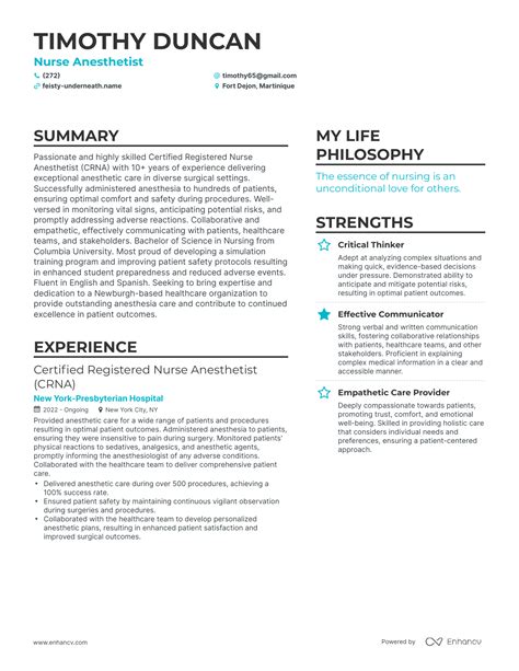 3 Successful Nurse Anesthetist Resume Examples And Writing Tips for 2024