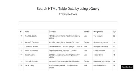 Image result for jQuery Table Filter