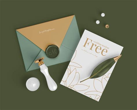 Free Wedding Invitation Card & Envelope Mockup PSD Set - Good Mockups